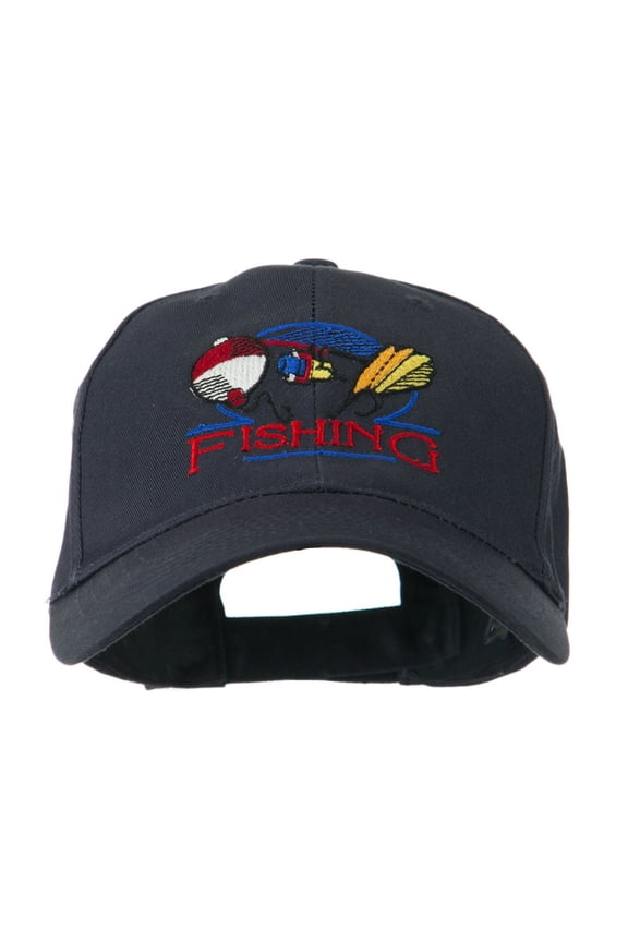 Fishing Fly and Bobber Embroidered Cap - Navy OSFM