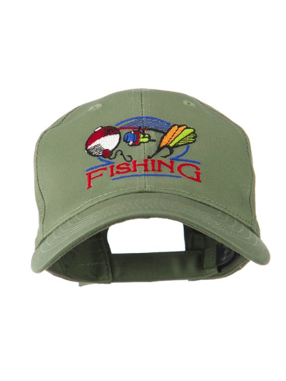 Fishing Fly and Bobber Embroidered Cap - Olive OSFM