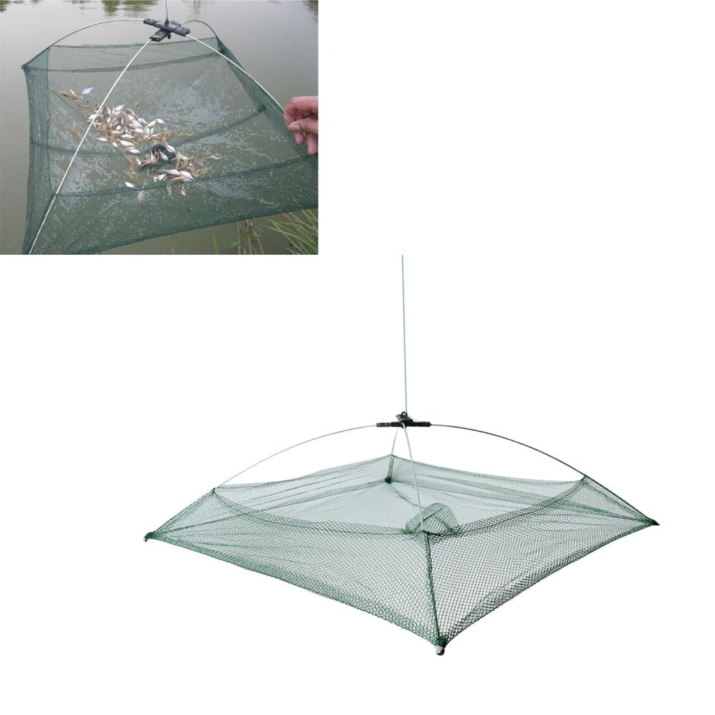 Fishing Foldable Mesh Baits Umbrella Cast Net Cage , Green, as