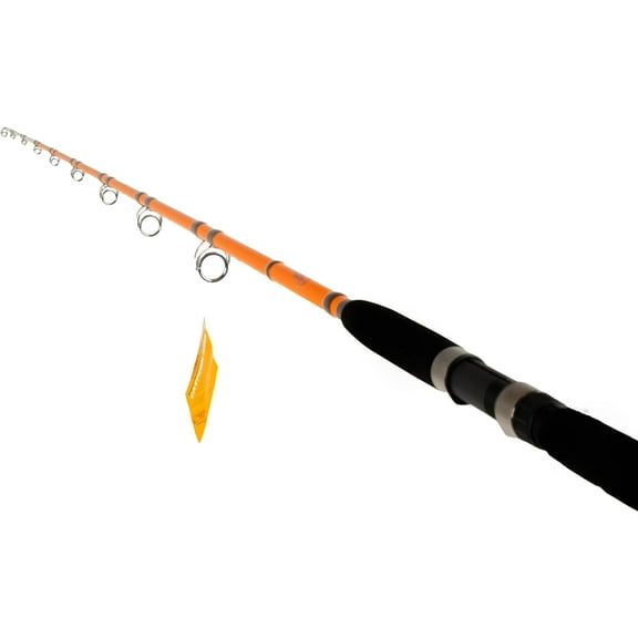 Fishing for Fun Rod - 7'6" One-Piece Orange Medium Heavy Action Spinning Fishing Rod with Super Grip, Glow-in-The-Dark Tip, Heavy-Duty Stainless-Steel Guides$$Sport & Recreation Other