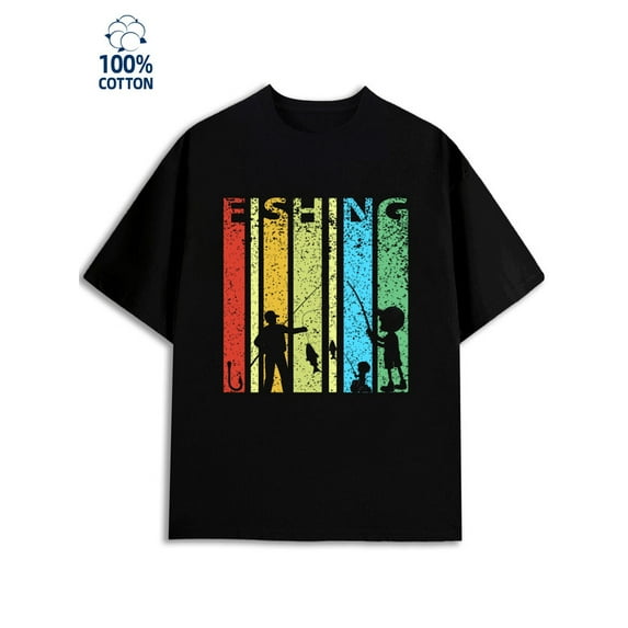 Fishing Fun Tee for men fish 180G 100% Cotton black for men funny fishing Basic Unisex Shirt Cotton tshirts Funny Unisex Shirt Graphic Tee tshirts Unique Design Unisex Shirt Graphic Tee tshirts