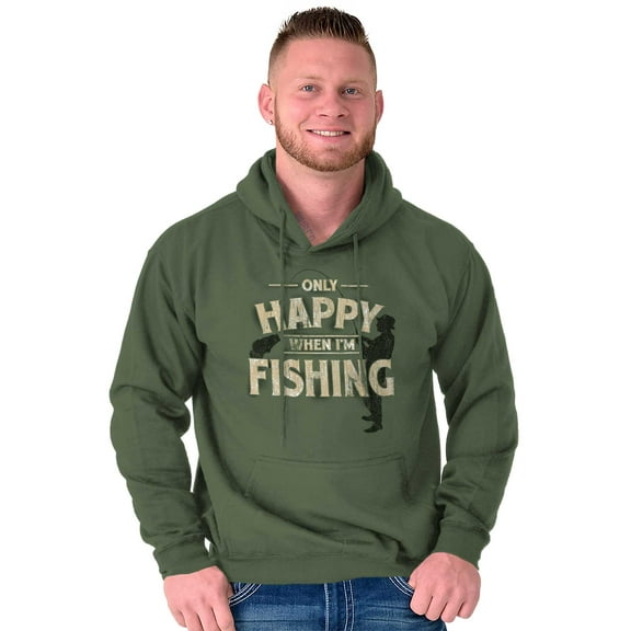 Fishing Funny Happy Angler Fishermens Hoodie Hooded Sweatshirt Men Brisco Brands L