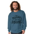 thumbnail image 1 of Fishing Funny Happy Angler Fishermens Men's Crewneck Sweatshirt Brisco Brands M, 1 of 6