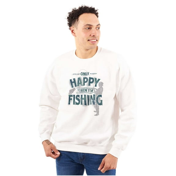 Fishing Funny Happy Angler Fishermens Men's Crewneck Sweatshirt Brisco Brands S