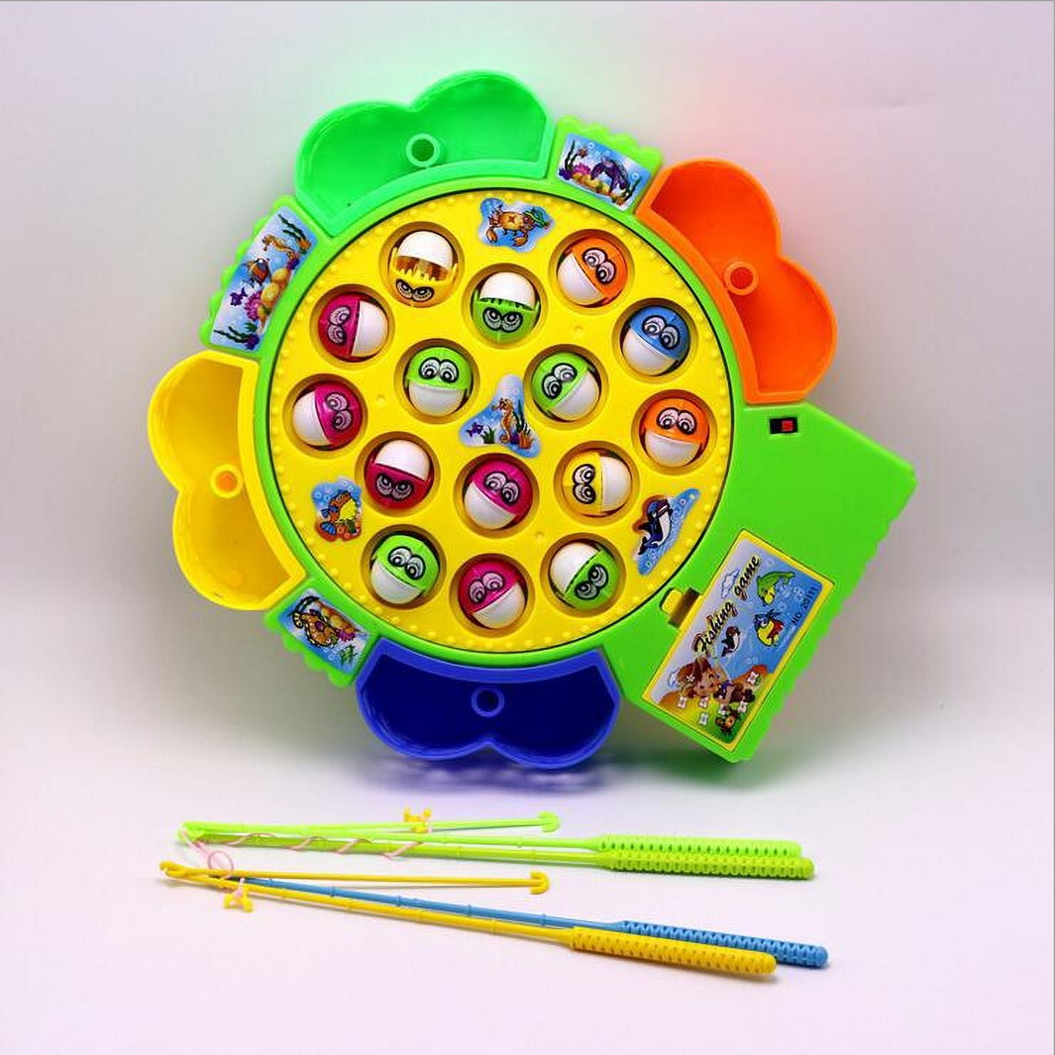 Fishing Game Toy Set with Rotating Board with Music On/Off Switch for Quiet  Play for kids
