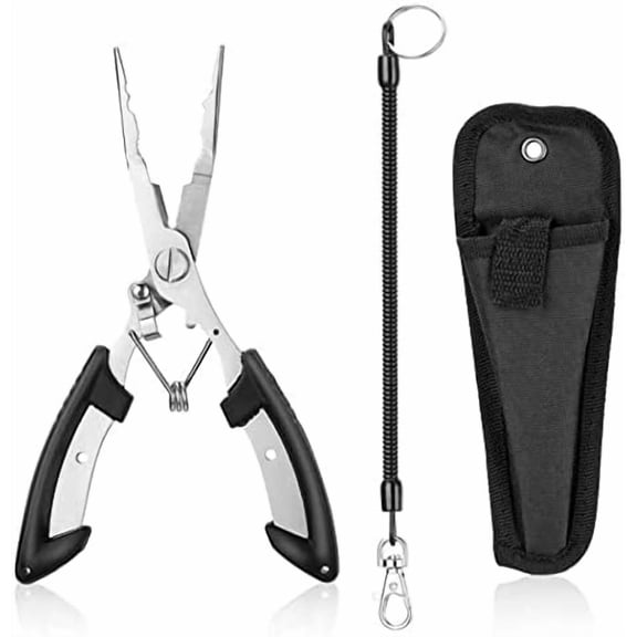 Fishing Gear Fishing Gifts for Men,Fishing Stuff,Aluminum Fishing Pliers Fly Fishing Accessories Fish Lip Gripper Saltwater Resistant Fishing Tools with Sheath and Telescopic Lanyard