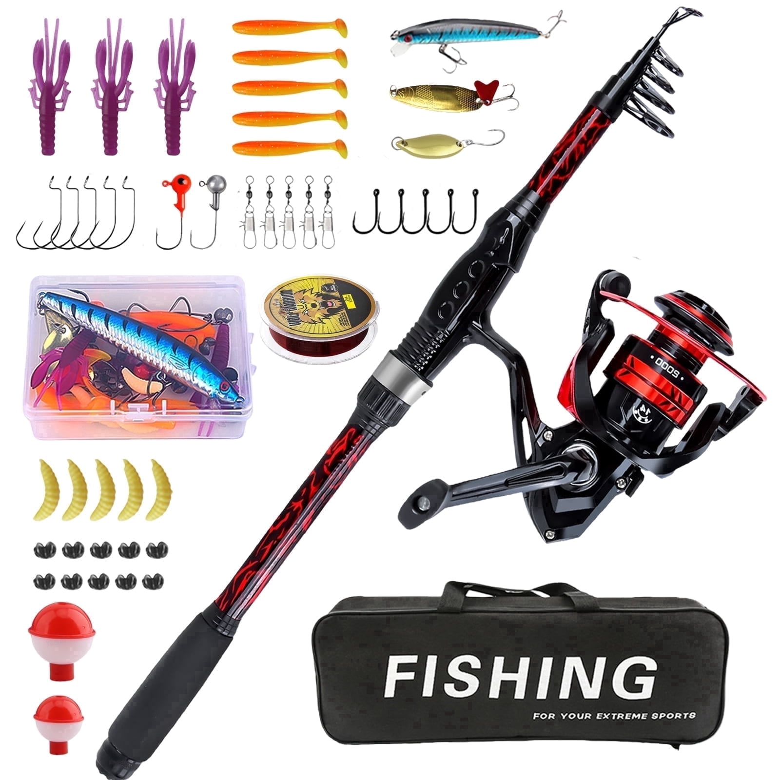 iFaveorr 70 inch Fishing Rod and Reel Combos, EVA Material Grip, Telescopic Fishing  Gear with Reel Combo Kit with Tackle Box Fishing Line, Gift for Fishing  Beginner and Angler - Walmart.com
