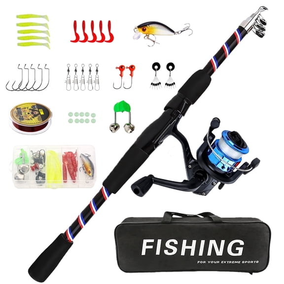 Gijjgole 70 inch Fishing Rod and Reel Combos, EVA Material Grip, Telescopic Fishing Gear with Reel Combo Kit with Tackle Box Fishing Line, Gift for Fishing Beginner and Angler
