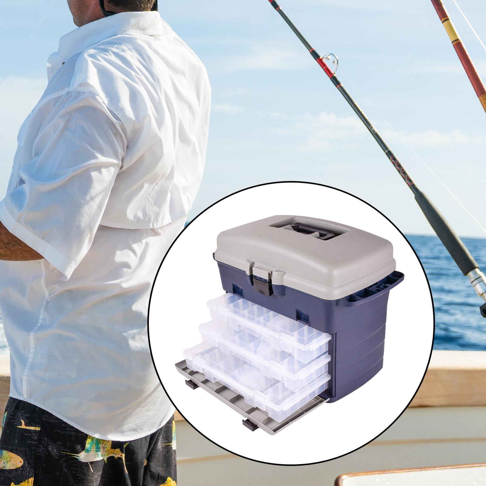 Fishing Gear Tackle Box Fishing Box Removable Large Capacity Easy to Carry Adjustable Organizer Case for Sea Fishing Accessories Hooks Baits