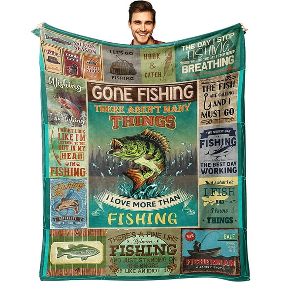 Fishing Gifts for Men Blanket, Fishing Gifts, Fly Fishing Gifts for Men, Bass Fishing Gifts for Men Unique, Funny Fishing Gifts for Dads Women Boys, Men Fishing Gifts Throw Blankets 50"x60"