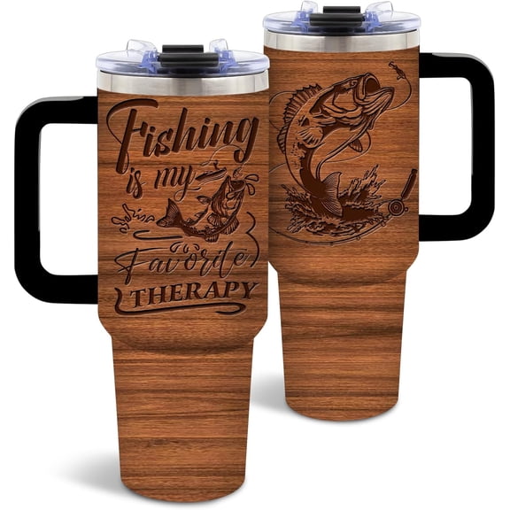 Fishing Gifts for Men, Fishing Coffee Mug Tumbler 40 Oz, Birthday Gifts for Men Dad Boys Who Love Fish, Fisherman Gift for Christmas Thanksgiving, 1PCS