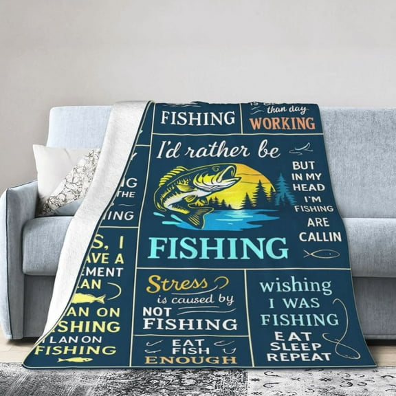 Fishing Gifts for Men, Fishing Gifts, Funny Fish Gift for Boys, Fish Present for Women Unique, Best Gift for Fisherman, Present Idea for Men Who Love Fishing Blanket 80x60