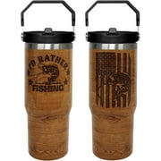 Fishing Gifts for Men Id Rather be Fishing Dad Gifts Fathers Day Christmas Gifts 30 OZ Tumbler with Handle and Flip Straw