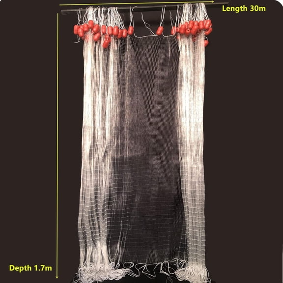 Fishing Gill Net for Survival 98ft Monofilament Nylon High-Strength Single Layer Fish Large Buoines Seine Net Red Pesca 2 Inch Grid
