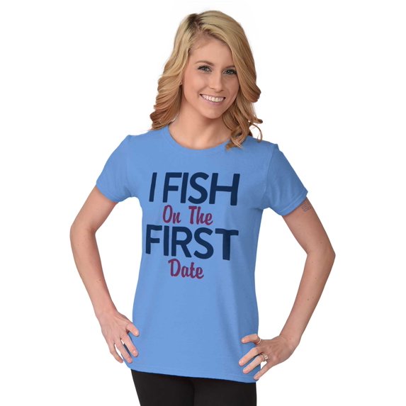 Fishing Girls Cute Flirty First Date Women's T Shirt Ladies Tee Brisco Brands 2X