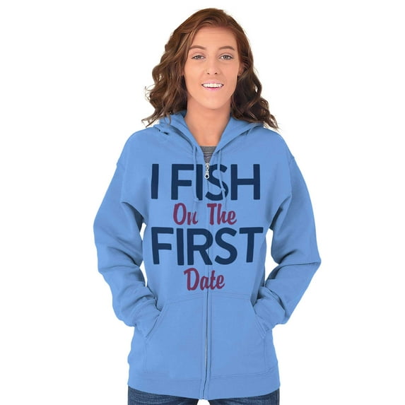 Fishing Girls Cute Flirty First Date Zip Hoodie Sweatshirt Women Brisco Brands 3X