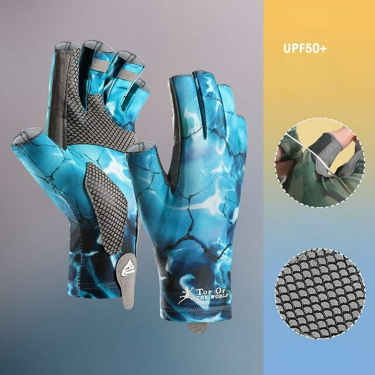 Fishing Gloves Men's Outdoor Ice Silk Fingerless High Elastic Non-slip UV  Protection Wear Resistant Riding Half-finger Gloves 