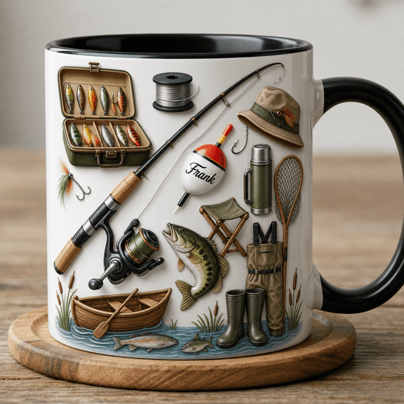 Fishing Grandpa Ceramic Mug Personalized Fishing Gear Coffee Cup Gift for Papa