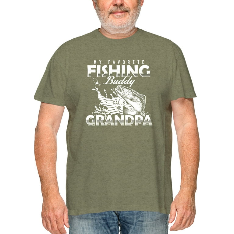 Fishing Grandpa, Fishing T Shirts for Men, Sweet Gift for Gramps, Green 3XL