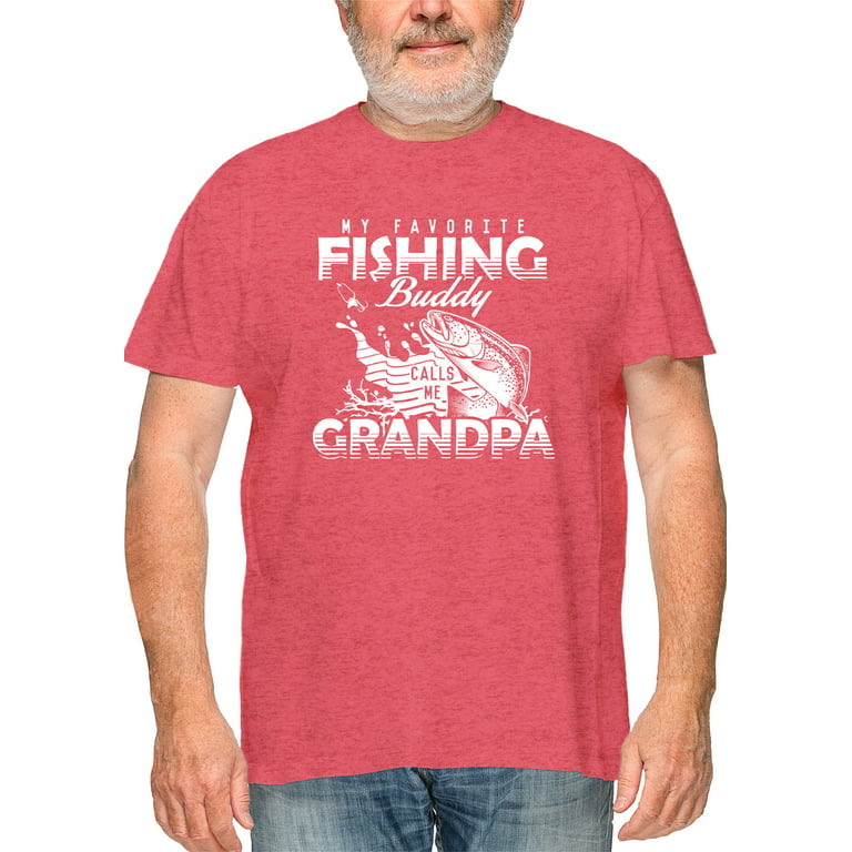 Fishing Grandpa, Fishing T Shirts for Men, for Gramps, Heather Red