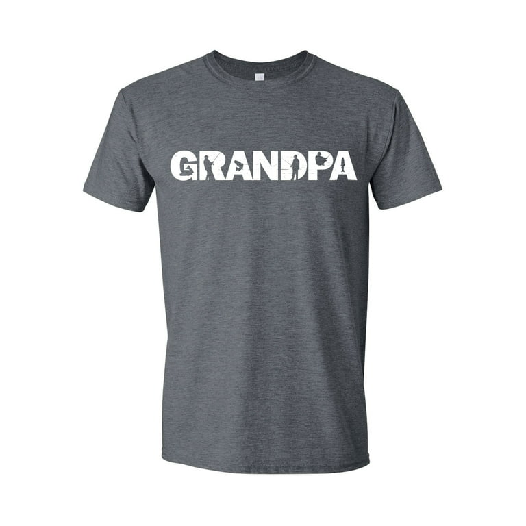 Fishing Grandpa Silhouette, Fishing Present for Grandpa, Gray XL 