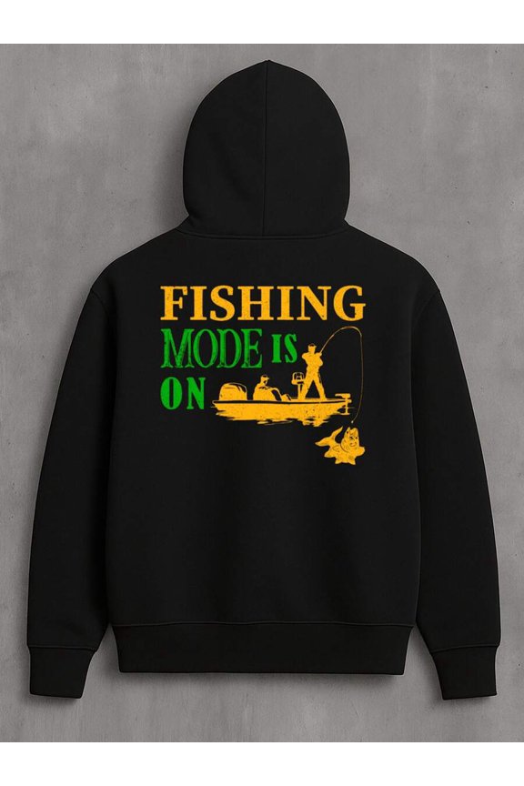 Fishing Graphic Hoodie|Natee Local Warehouse Permission Fishing Mode On: Fun Graphic Hoodie For Anglers, Women's T Shirt Slogan Outdoor Casual Short Sleeve Print Clothing, Vintage Fashion Classic Com