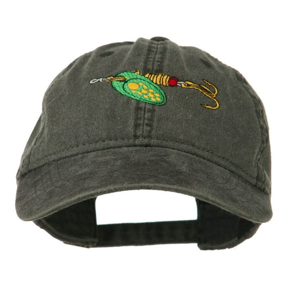 Fishing Green Spinner Embroidered Washed Cap - Black OSFM