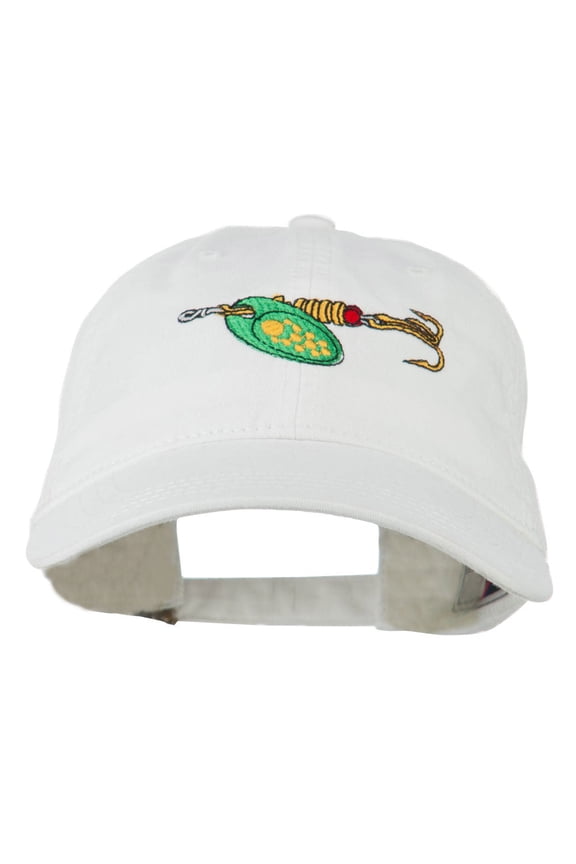 Fishing Green Spinner Embroidered Washed Cap - White OSFM