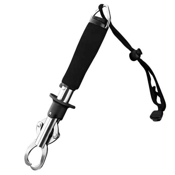Fishing Gripper With Scale, Stainless Steel Lip Grabber, Portable Fish Scale Tool, EVA Grip, 66.1 Lbs/30 Kg Max Weight, 9.6 Inch Fishing Tackle