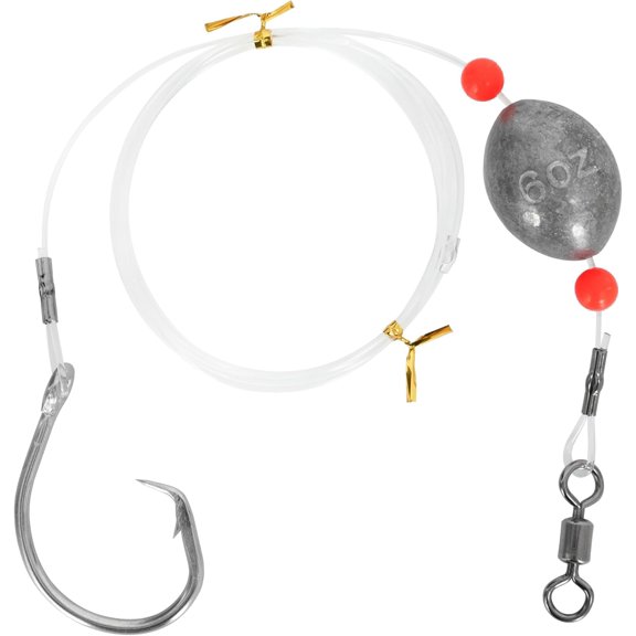 Fishing Grouper Rig Bottom Saltwater with 2/4/6/8oz Egg Sinker Weight, Mono Line and Stainless Steel Circle Hook for Offshore Big Game