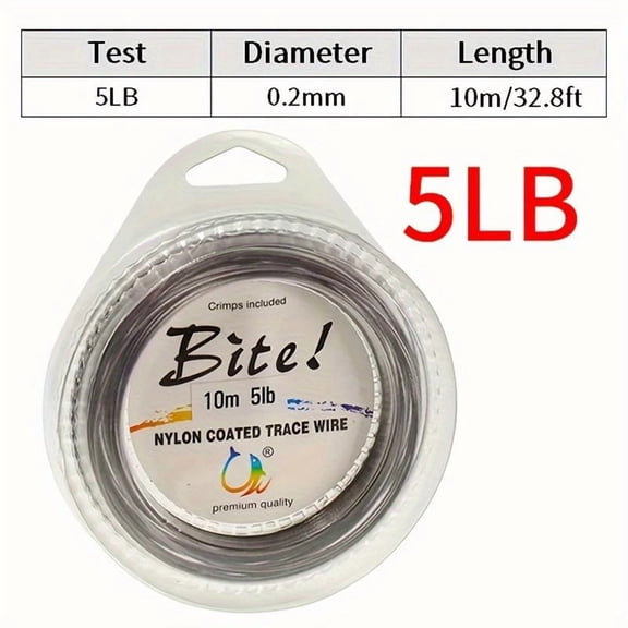 Fishing Guide Rope, 7 Strand Stainless Steel Braided Wire, 10m (32.8 ft), 5–200 lb Load Capacity