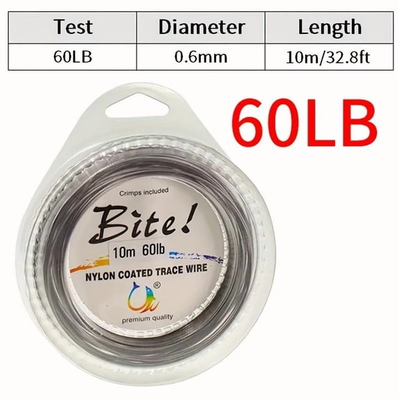 Fishing Guide Rope, 7 Strand Stainless Steel Braided Wire, 10m (32.8 ft), 5–200 lb Load Capacity