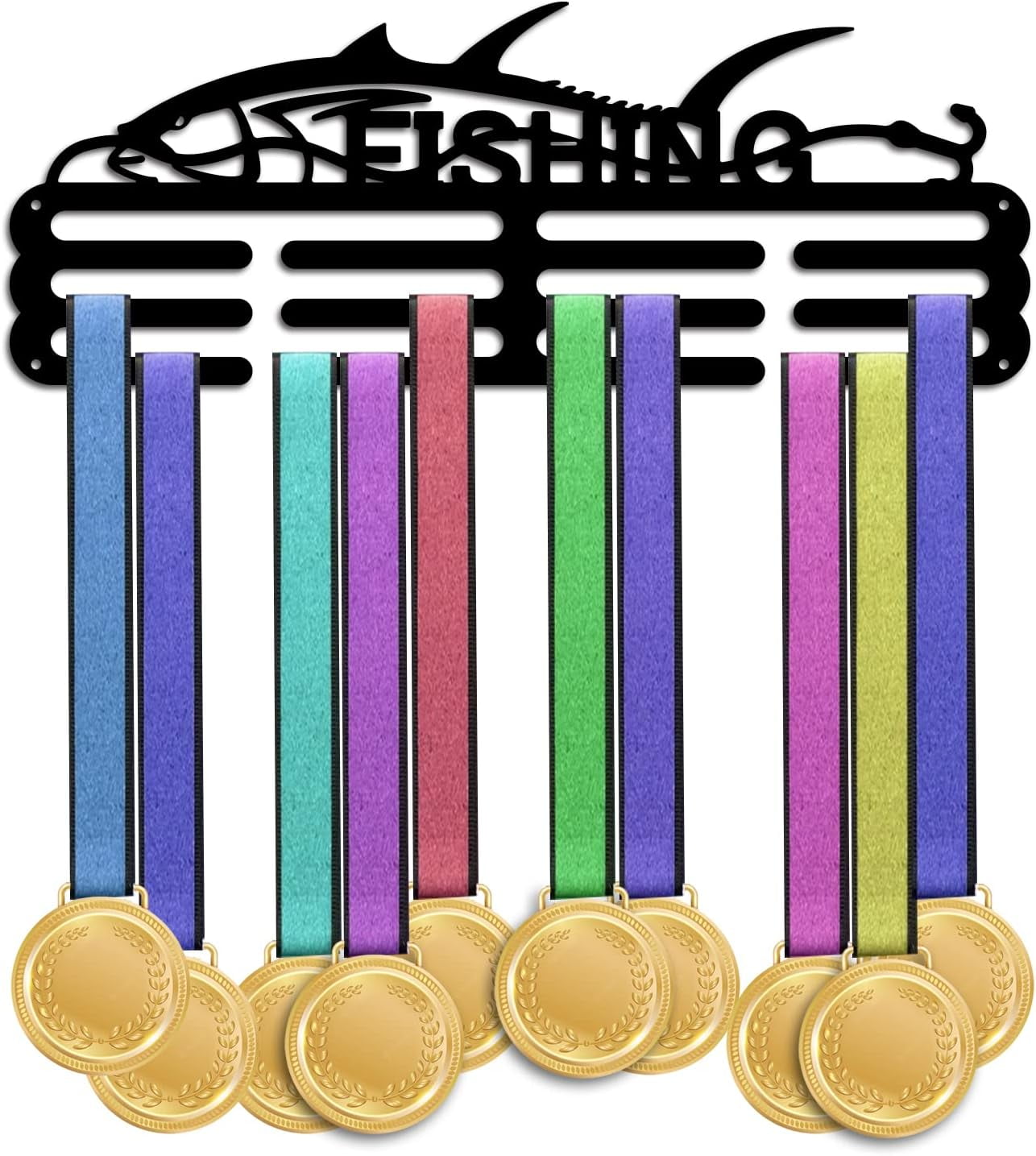 Fishing Hanger Display Medal Holder Display Hanger Metal Medal Rack ...