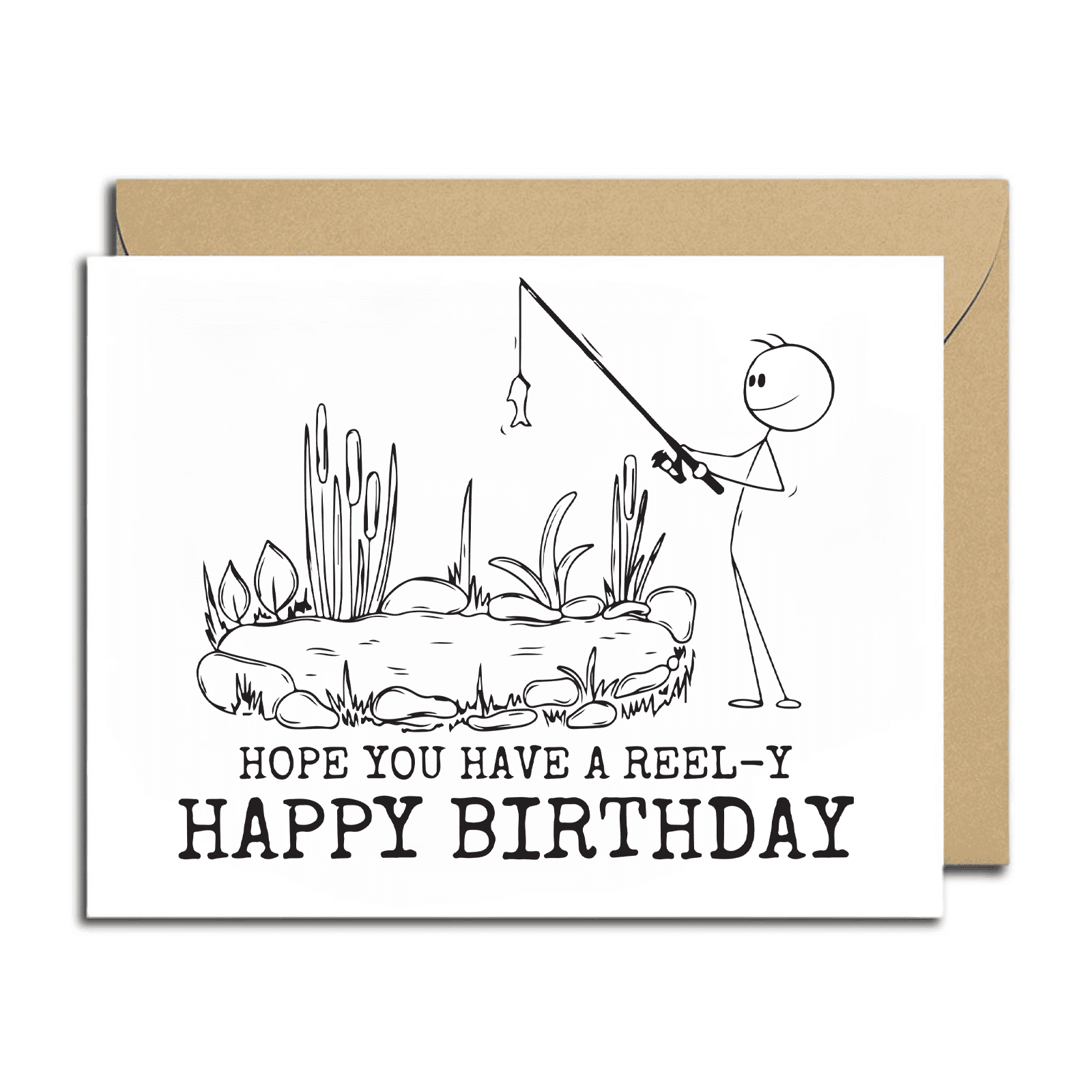 Fishing Happy Birthday Card - Funny "Hope You Have a Reel-y Happy ...