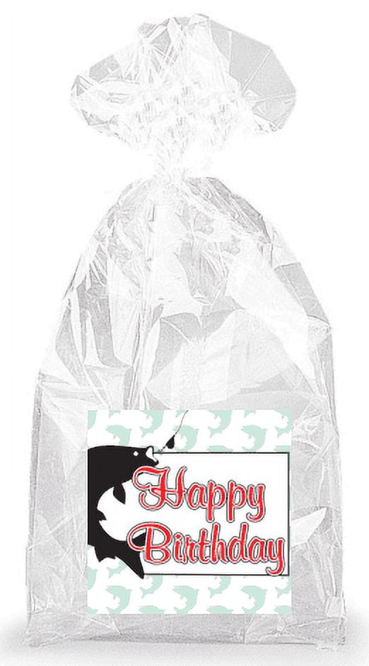 Fishing Happy Birthday Party Favor Bags with Ties - 12pack 