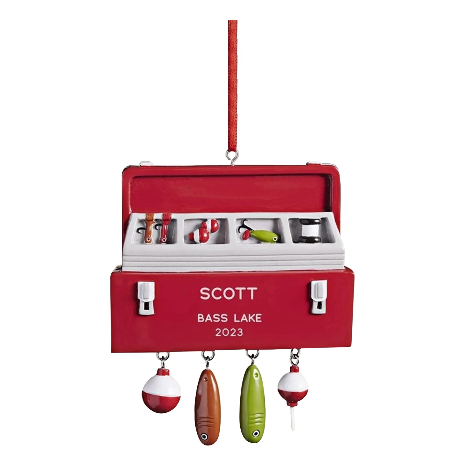 Fishing Happy Christmas Tree Fishing Tackle Box Tree Ornaments Acrylic