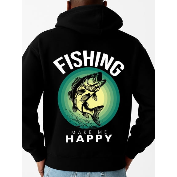 Fishing Happy Fish fish Exercise sweater hoodie black for men funny for 60 year old Casual Unisex Shirt Graphic Tee tshirts Unique Design Unisex Shirt Graphic tshirts