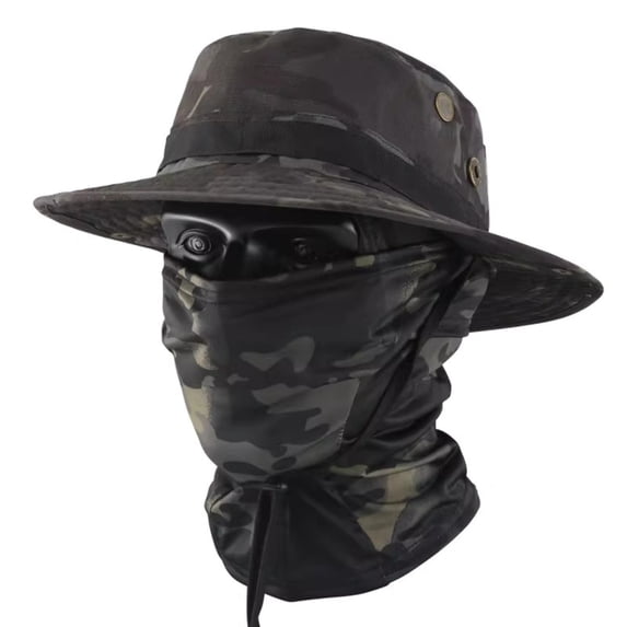 Fishing Hat with Detachable Face Mask - Quick-Dry UV Protection Sun Hat with Mesh Ventilation Design, Suitable for Fishing, Hiking, Camping, and Outdoo