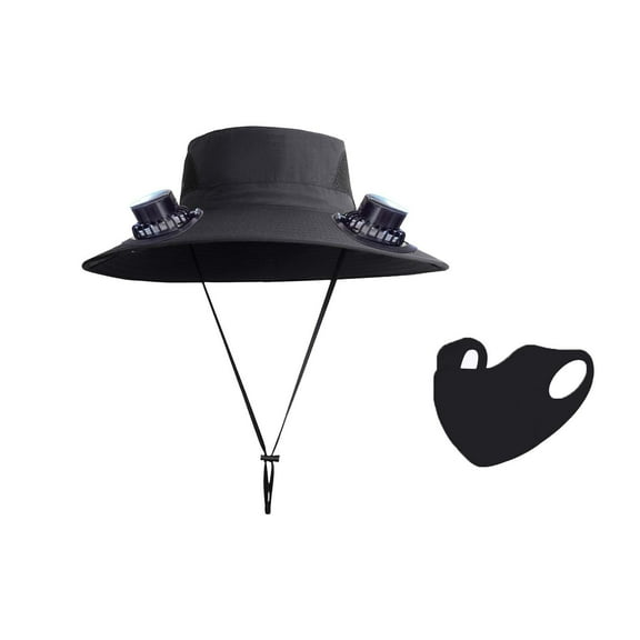 Fishing Hat With Solar Powered Fans, Outdoor Wide Brim Sun Hat with 2 Solar Fan Built in, Summer Cooling Ultralight Hat for Men Women UPF 50 , 3 Speed Adjustable