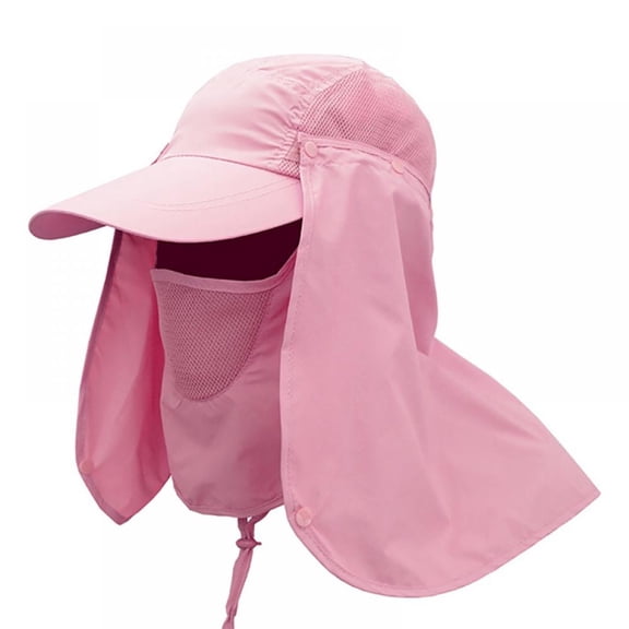 Fishing Hat Sun Cap Outdoor Hiking Hat with Removable Mesh Face Neck Flap Cover Windproof Strap