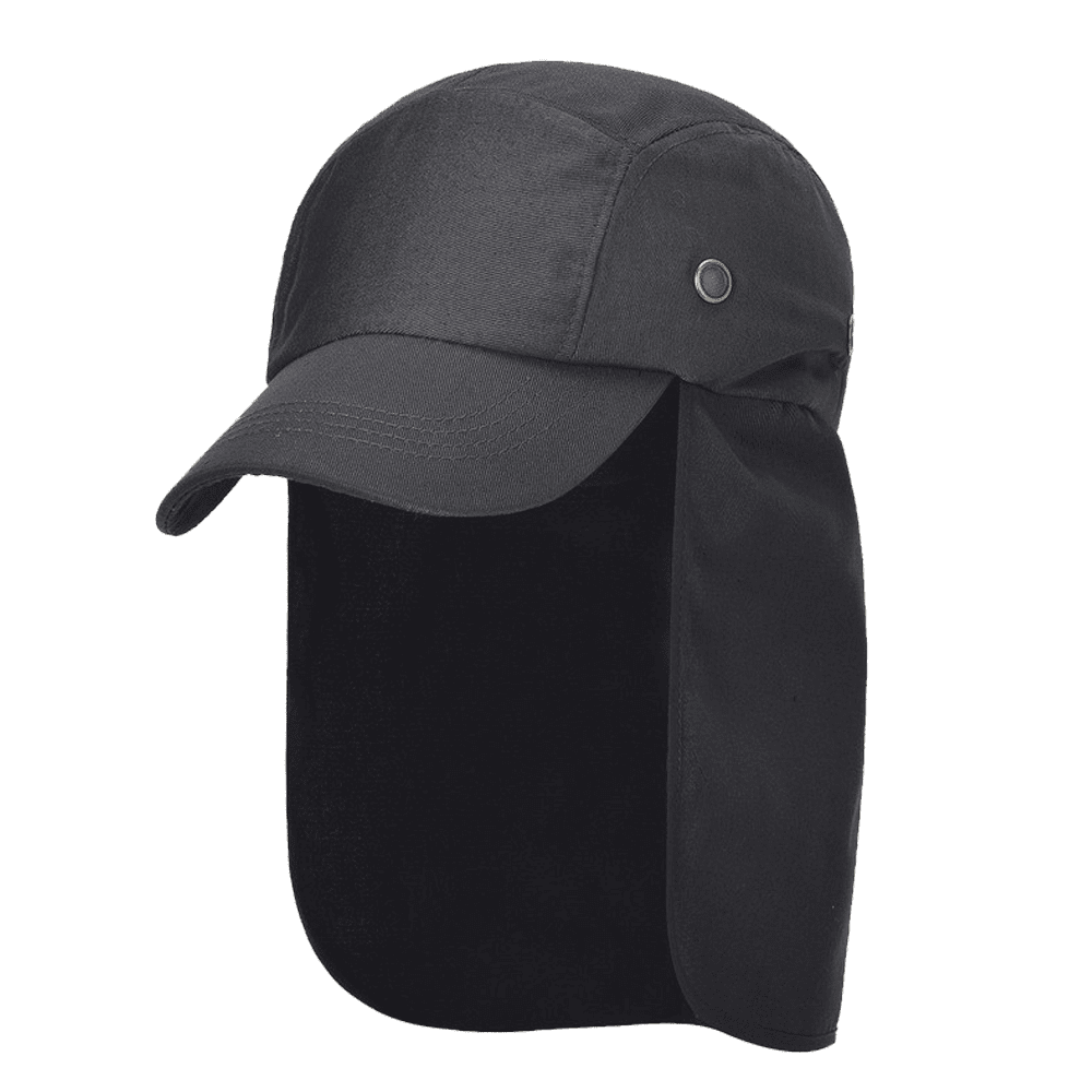 Fishing Hat Sun Cap with Neck Cover Flap, Sun Protection Baseball Cap with  Flap for Hiking Safari Men UPF50+,black,black，G41092