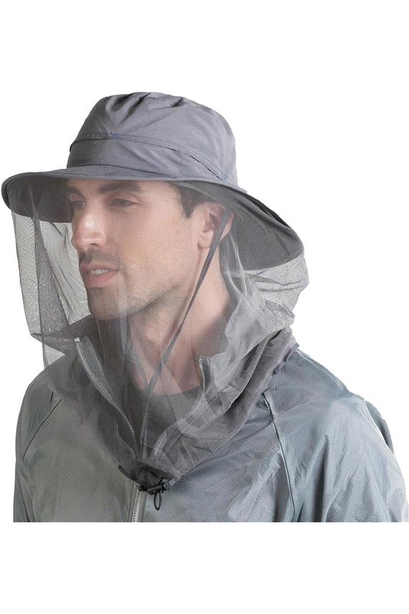 Fishing Hat Sun Protection Hat Mosquito Head Net for Outdoors Bucket Hat with Hidden Net Mesh