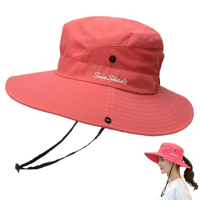 Fishing Hat Sun UV Protection UPF 50+ Sun Hat Bucket Summer Men Women Large  Wide Brim Bob Hiking Outdoor Hat with Chain Strap,Wine red