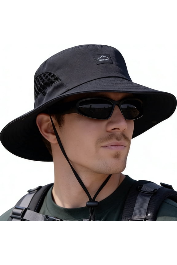 UPF50+ Wide Brim Sun Hat for Men Women, UV Protection Hiking Beach Bucket Hats Summer Safari Hat
