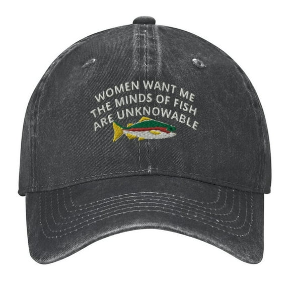 Fishing Hat Women Want Me The Minds of Fish Are Unknowable Vintage Wash Dad Hat Adjustable Curved Brim Baseball Cap,Made In USA,Casual Outdoor Sports Fishing Cap for Men and Women