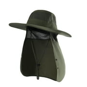 Fishing Hats for Men，Outdoor Sun Hat UPF50+ Mesh Wide Brim Fishing Hat with Neck Flap