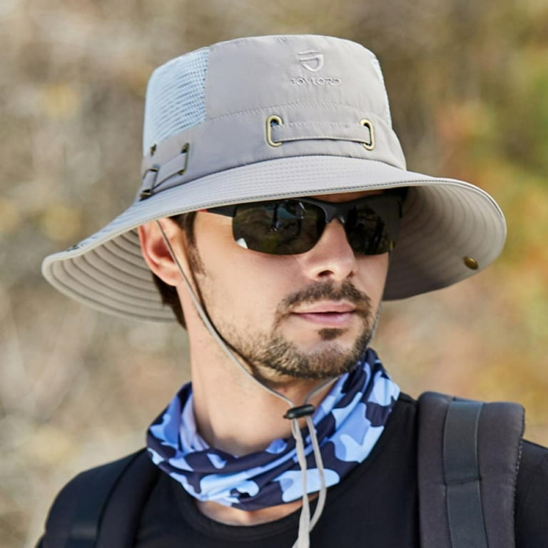 Fishing Hat for Men, Women | Hiking Hats with Wide Brim, Adjustable Chin  Strap UV Protection Bucket Sun Mesh Cap