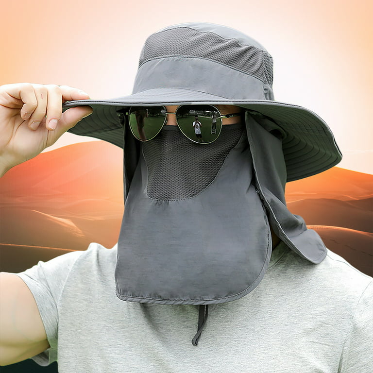 Men Women Sun UV Protection Hat Neck Face Flap Cap Wide Brim Fishing Bucket  Hat.