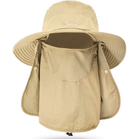 Fishing Hat for Men & Women, Outdoor UV Sun Protection Wide Brim Hat with Face Cover & Neck Flap
