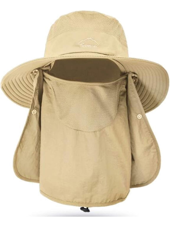 Fishing Hat for Men & Women, Outdoor UV Sun Protection Wide Brim Hat with Face Cover & Neck Flap
